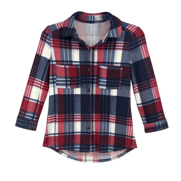 Polly & Esther Womens Small Plaid Button-Up Shirt Flannel country western - Picture 1 of 6